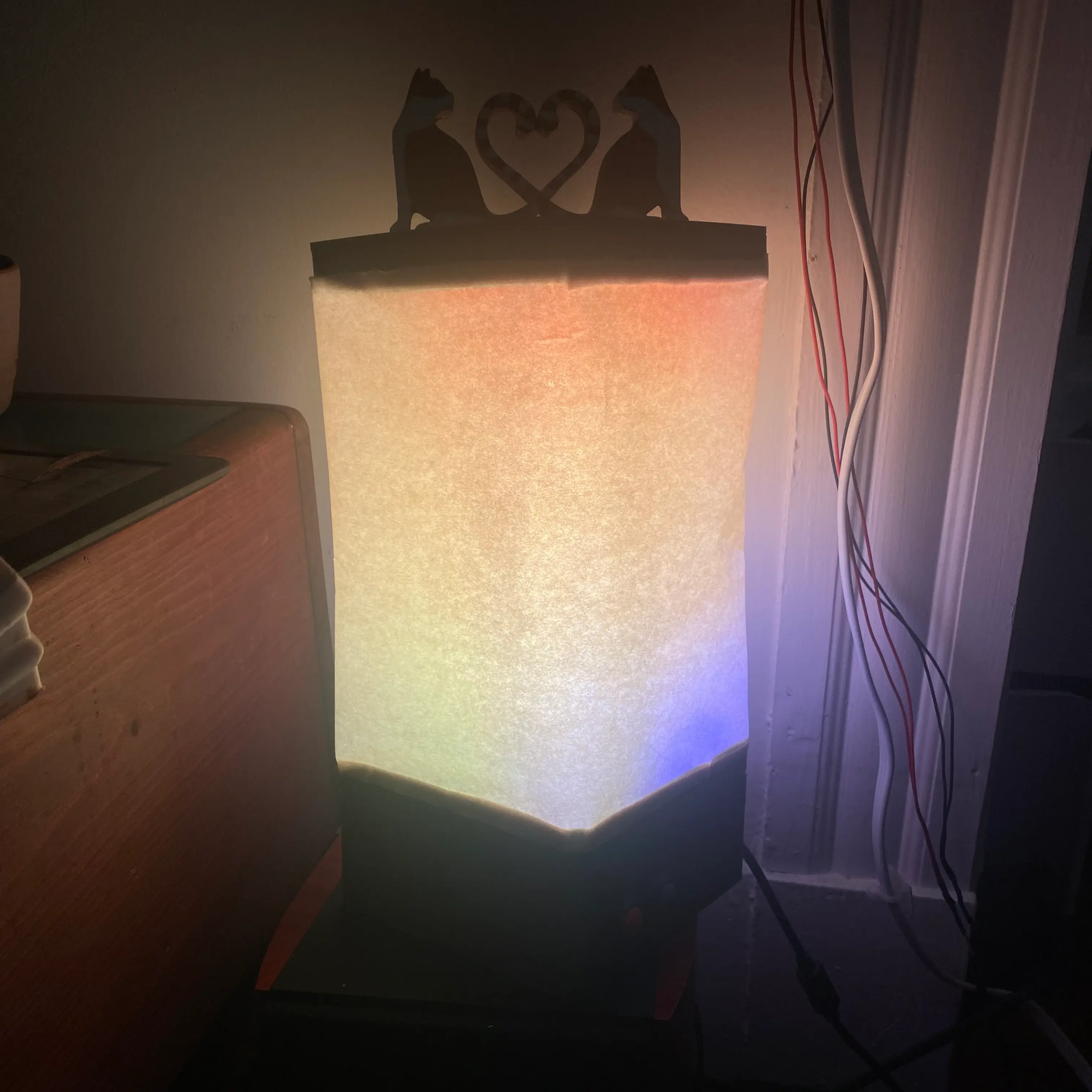 A beautiful glowing lamp, showing a gradient of colors