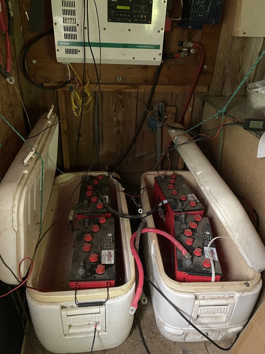 Four giant batteries in a shed