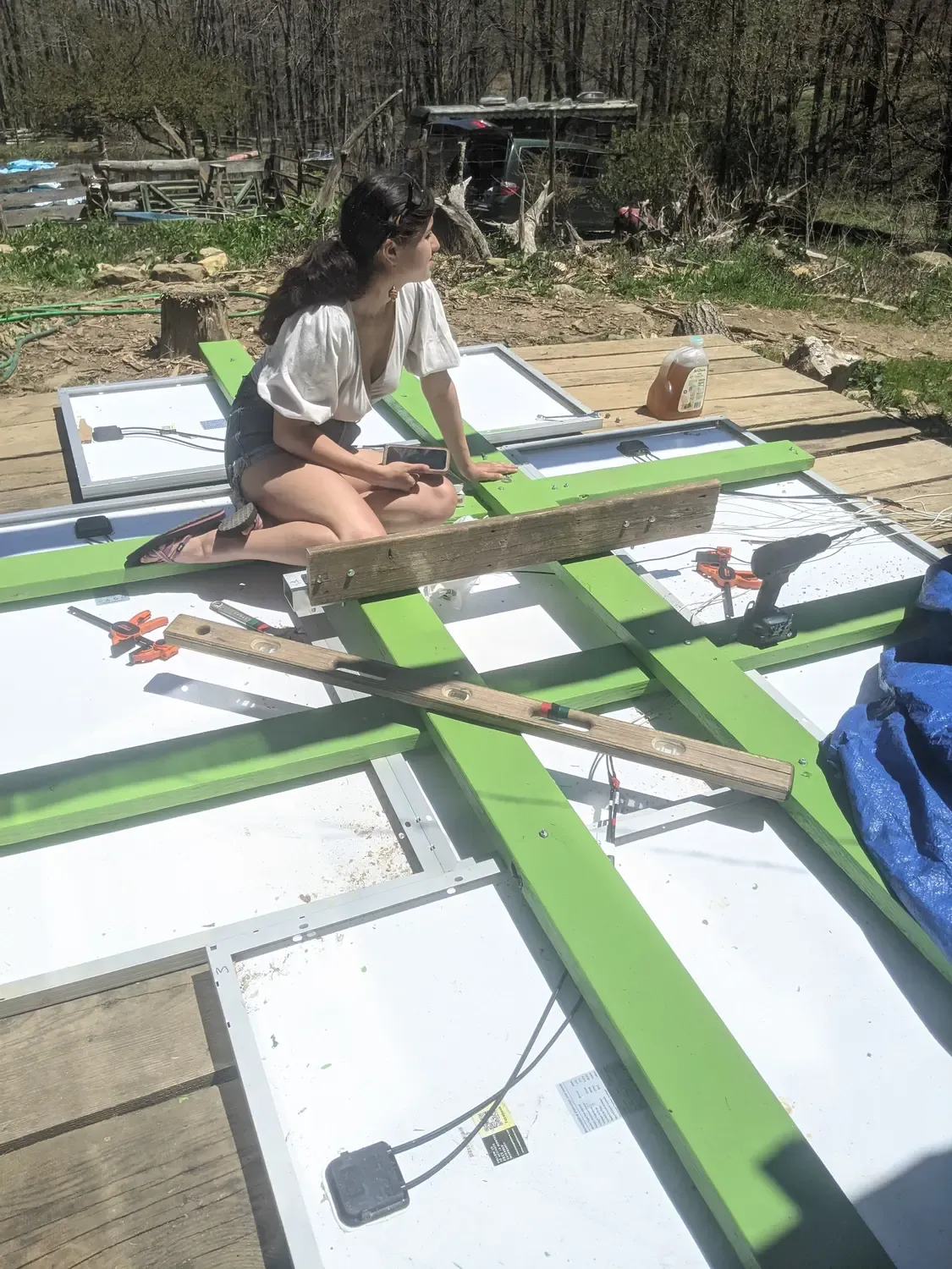 Me sitting on the solar tracker frame