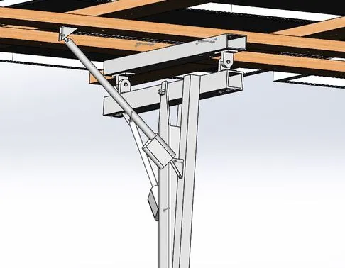 Solidworks CAD of the solar tracker - showing the hinge